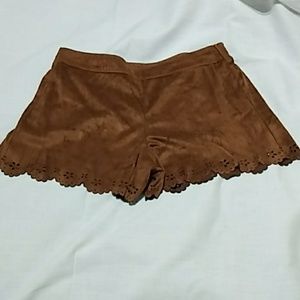 Faux leather tan shorts